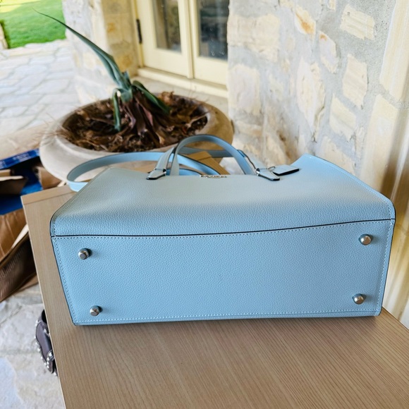 Coach Tatum large leather satchel sky blue NWT Authentic - Picture 8 of 10